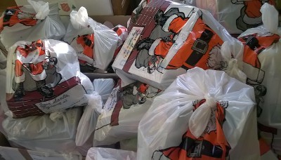 Christmas toy sacks for Gloucester children