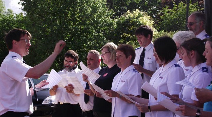 Gloucester Salvation Army Songsters singing in Gloucester Park at a Family Fun event